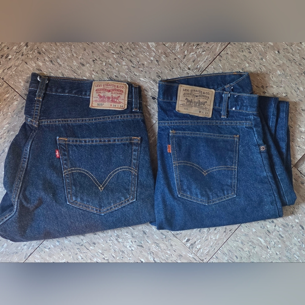 Bundle Of 2 Levi's 505 Men's Blue Jeans 34 X 34 - Picture 3 of 3